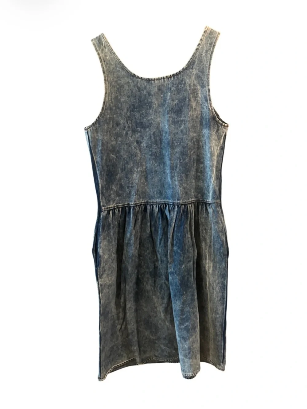 Hollywood Blvd Vintage Acid Wash Denim 100% Cotton Sleeveless Dress M - Picture 2 of 15